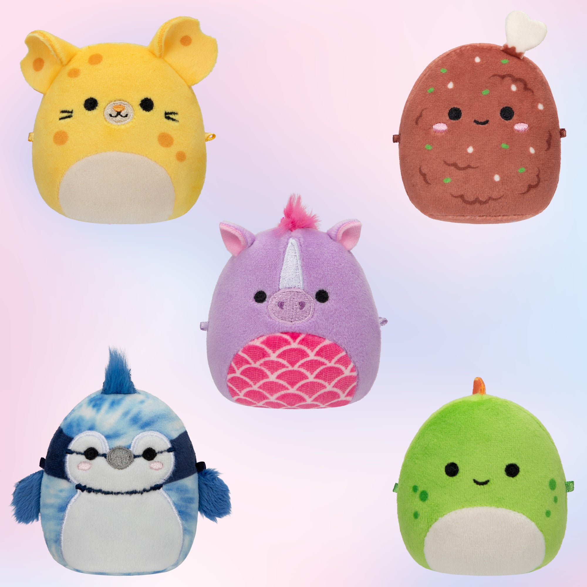 Micromallows 5-Pack - Seanster Stegosaurus. Quayn Hippocampus. Amelia Cheese Mouse. Missy Me Drumstick. Babs Blue Jay - Image 3